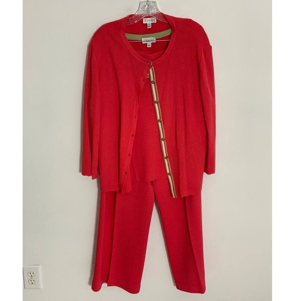 St. John Sport Ribbed Coral 3pc outfit Women's size XL